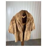 Vintage Coyote Fur Stole Cape Jacket