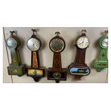 Collection of Five Banjo Clocks with Eagle Finials