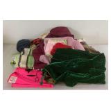Assorted Textile Lot Including Woven Vest, Velvet, and Fabric Pieces