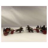 Cast Iron Horse Drawn Fire Pumper and Hose Wagon