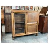 Antique Tiger Oak Side-by-Side Secretary Bookcase