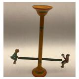 Vintage Tin Litho Seesaw Toy with Children