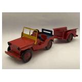 Vintage Marx Willys Jeep with Trailer Toy