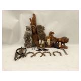 Mixed Lot of Figurines, Carvings, and Western Decor