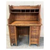 Vintage Oak Secretary Desk with Drawers