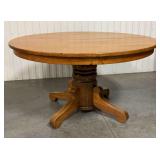 Quarter Sawn Oak Pedestal Dining Table with leaf