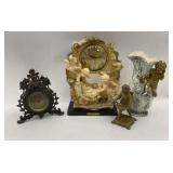 Figural Clock Assortment with Vase and Statue