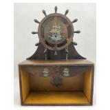 Gilbert 1907 Nautical Ship Wheel Shelf Clock with Key