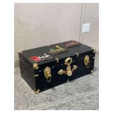 Vintage Black Trunk with Train Motif