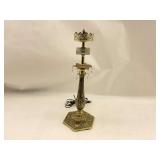 Ornate Brass Table Lamp with Crystal Accents and Crown Top