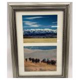 Framed Photo Print of Mountains and Bison - 17 x 23