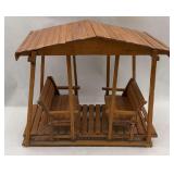 Handmade Wooden Miniature Covered Swing Set, 1983