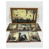 Framed Silhouette Pictures and Serving Tray
