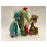 Three Plush Animals - Elephant, Poodle, and Striped Creature