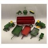 Collection of ERTL & SLIK-TOY Farm Toys - Tractors, Wagons, & Implements