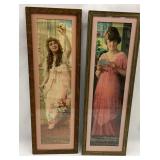 Two Framed 1916 & 1917 Pompeian Beauty Panels Featuring Mary Pickford 32x10