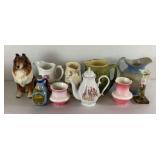Collection of Vases with Border Collie Figurine