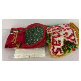 Mixed Lot Christmas Decor Fabrics and Rug