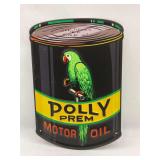 Polly Prem Motor Oil Embossed Metal Advertising Sign