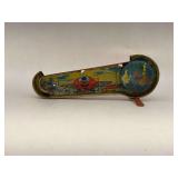 Vintage Tin Litho Wind-Up Toy - Airplane and Globe