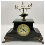 French Black Marble Mantel Clock