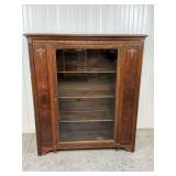 Antique Oak Display Cabinet with Ornate Brass Detailing