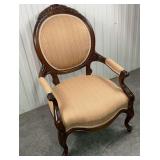 Ornate Carved Victorian Style Armchair w/upholstered Seat and Back