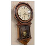 Victorian Walnut & Ebonized Drop Octagon Clock