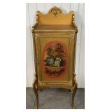 French Revival Ornate Music Cabinet with Hand Painted Courting Scene
