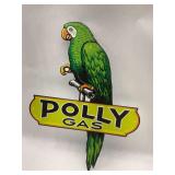 Polly Gas Parrot Embossed Advertising Sign