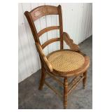 Antique Victorian Carved Oak Chair with Cane Seat