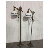 Pair of Decorative Floor Lamps with Blue and White Shades