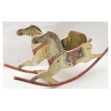 Antique Wooden Rocking Horse - hand painted