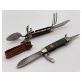 Two Folding Knives: Camillus NY & Colonial Prov. USA with Yellowstone Park Keychain