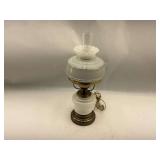 Elegant White Glass Lamp with Brass Accents