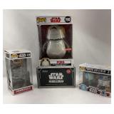 Star Wars Funko Pop Lot: Mandalorian, Porg, Chewbacca, Princess Leia & R2-D2