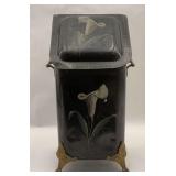 Vintage Painted Coal Scuttle with Floral Design