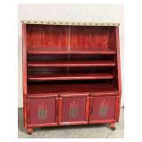 Vintage Mid-Century Red Painted Hutch
