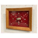 Framed Display of Arrowheads and Stone Tool - 27x21