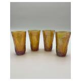Set of Four Iridescent Carnival Tumblers with Grape Motif