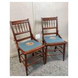 Pair of Victorian Mahogany Side Chairs with Needlepoint Seats