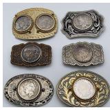 Silver Dollar Coin Belt Buckles Featuring Silver Dollars