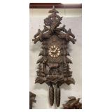 German Black Forest Cuckoo Clock w/ Carved Birds