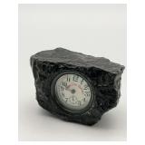 Ora Coal Company Desk Clock in Faux Coal Block