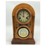 Antique Oak Shelf Clock with Equestrian Tablet