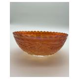 Carnival Glass Serving Bowl with Grape Design