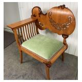 Antique Oak Telephone Bench Gossip Chair