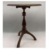 Antique Wooden Pedestal Table with Romantic Scene Top