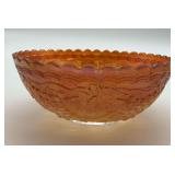 Carnival Glass Serving Bowl with Grape Design