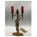 Vintage Brass Figural Lamp w/Classical Woman